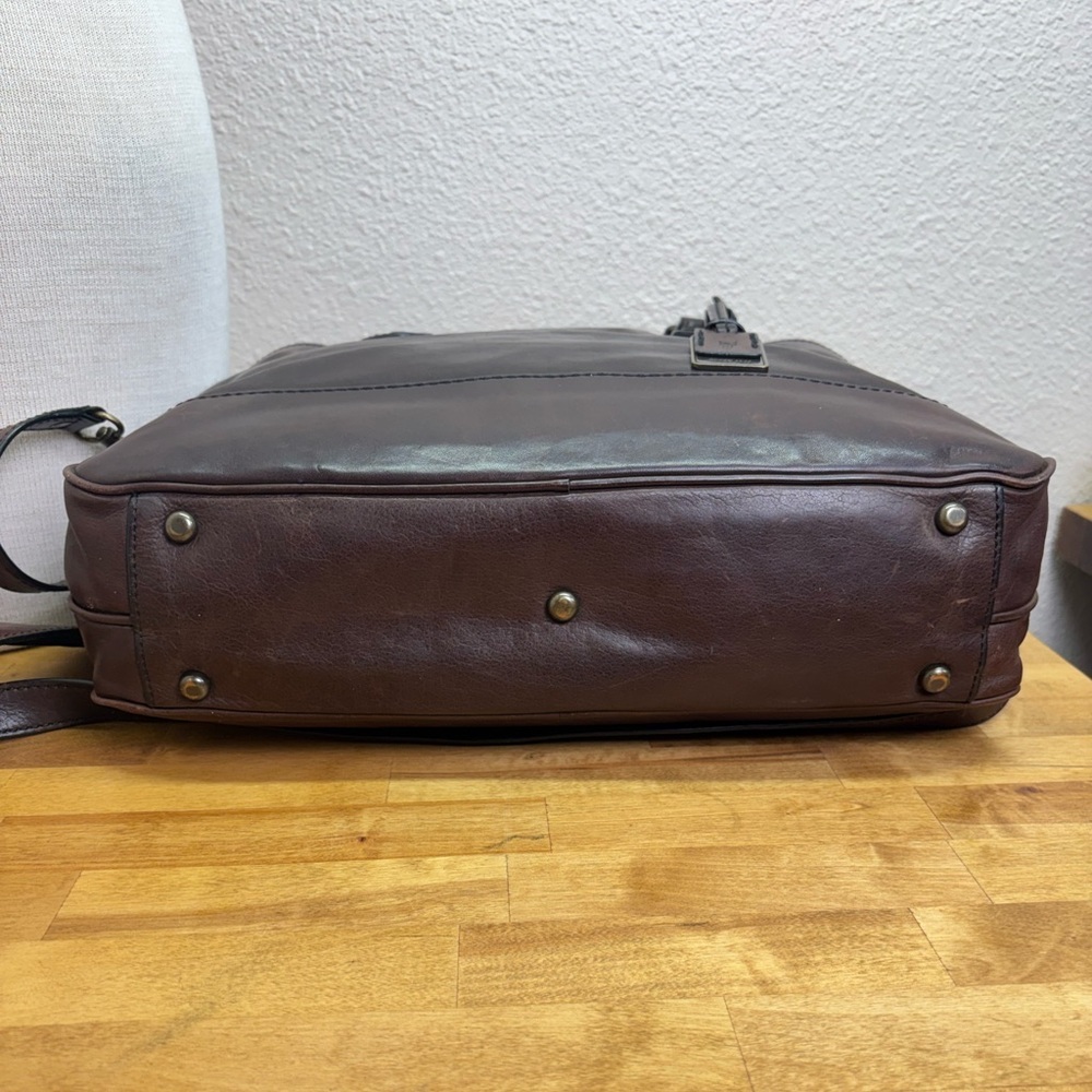 Frye Logan Zip Work Bag in Dark Brown Leather - Picture 9 of 14